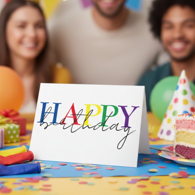 Happy Birthday Colorful Simple Karte (Von Creator hochgeladen)