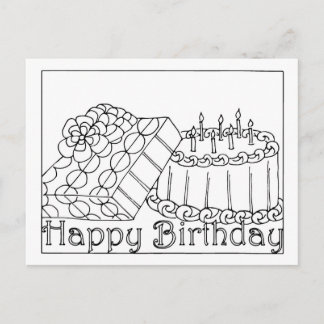 Happy Birthday Coloring Postcard Postkarte