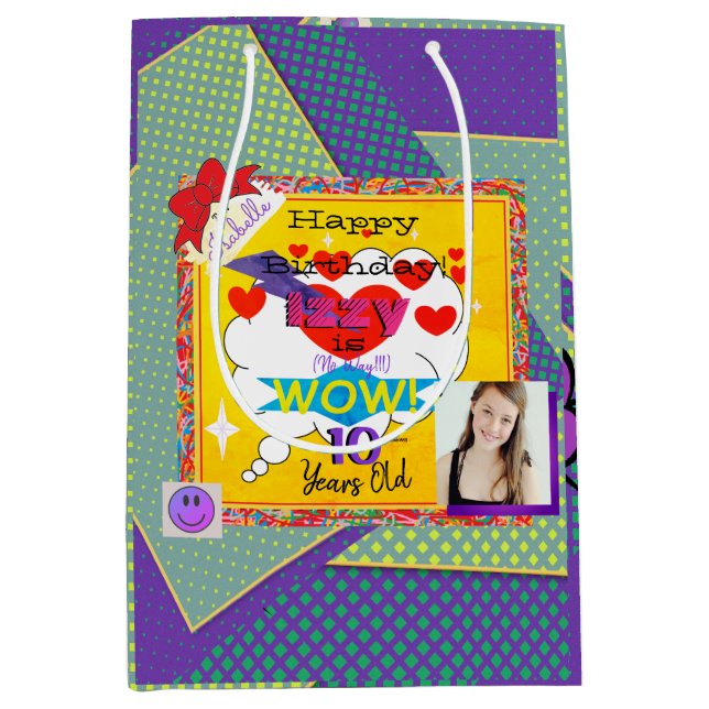 Happy Birthday Comic Look Geschenktasche HAMbWG Mittlere Geschenktüte (Vorderseite)