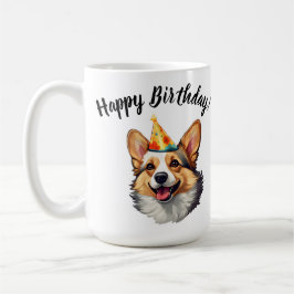 Happy Birthday cone Corgi Kaffeetasse