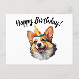 Happy Birthday cone Corgi Postkarte