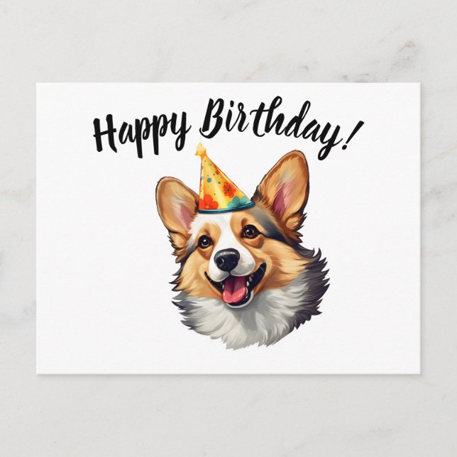 Happy Birthday cone Corgi Postkarte (Vorderseite)