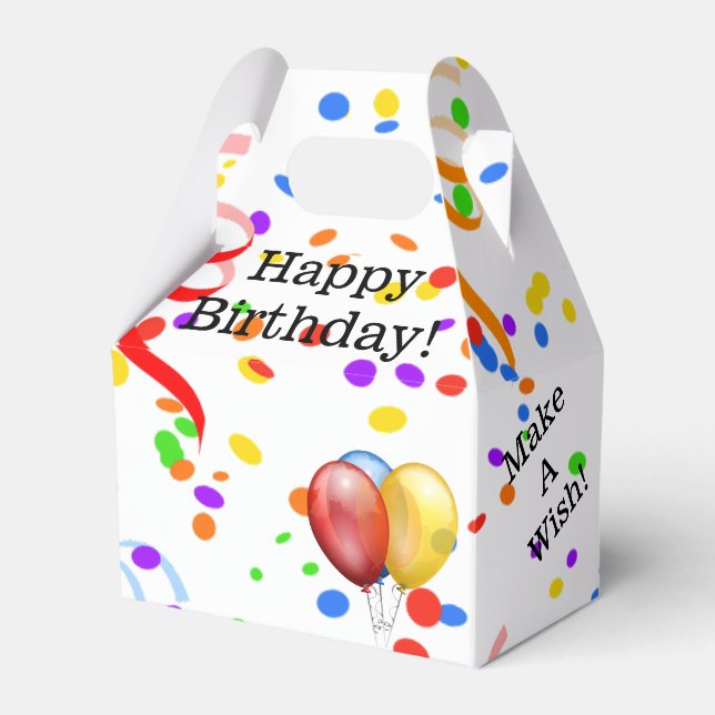 Happy Birthday Confetti und Balloons Gefallen Box Geschenkschachtel (Vorderseite)