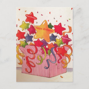Happy Birthday ConfettiStars Ankündigung Postkarte