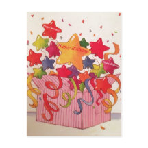 Happy Birthday ConfettiStars Ankündigung Postkarte