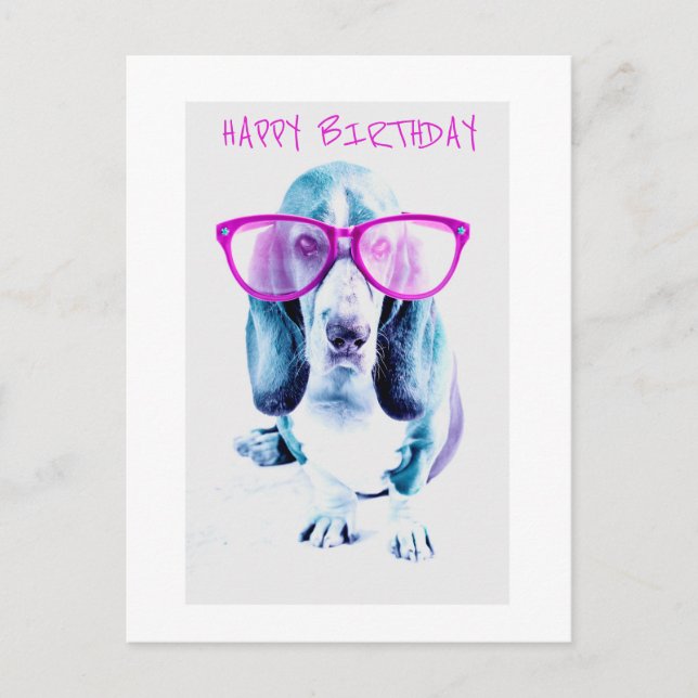 Happy Birthday Cool Doggy Card Postkarte (Vorderseite)