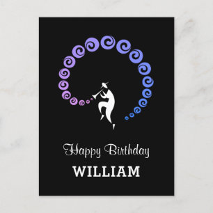 Happy Birthday Cool Jazz Musiker Blue Lilac Postkarte