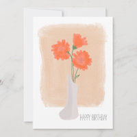 Happy Birthday Coral Florals Brush Stroke