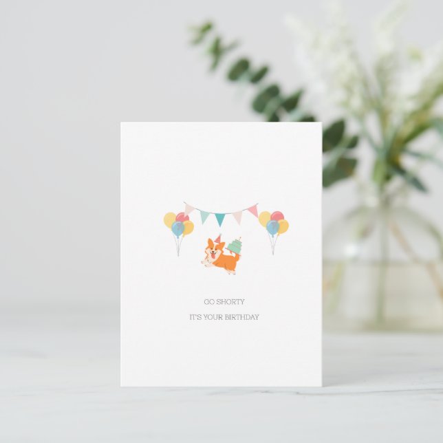 HAPPY BIRTHDAY CORGI CARD POSTKARTE (Stehend Vorderseite)