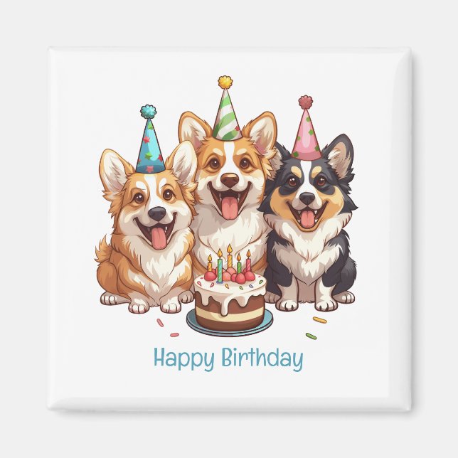 Happy Birthday Corgi Dogs Magnet (Vorne)