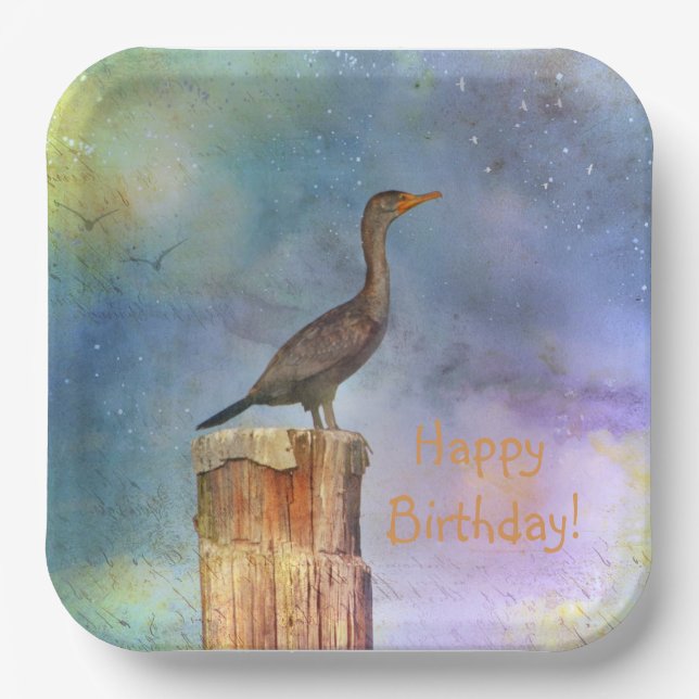 Happy Birthday Cormorant Pappteller (Vorderseite)