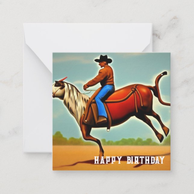 Happy Birthday Cowboy Mitteilungskarte (Vorderseite)
