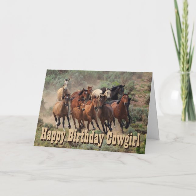 Happy Birthday Cowgirl Karte (Vorderseite)