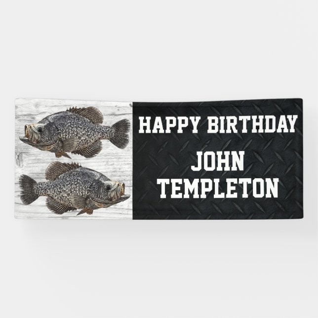 Happy Birthday Crappie Angeln Angler Party Banner (Horizontal)