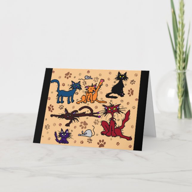 Happy Birthday Crazy Cat Lady Greetings Card Karte (Vorderseite)