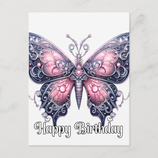 Happy Birthday Creative Butterfly Design Feiertagspostkarte (Vorderseite)