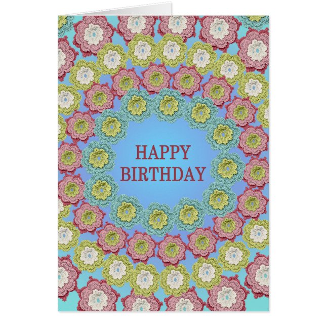 Happy Birthday Crochet Blume (Vorne)