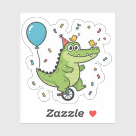 Happy Birthday Crocodile Circus Theme Cartoon Aufkleber