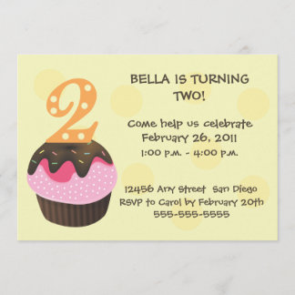 Happy Birthday Cupcake 2-gelb Einladung