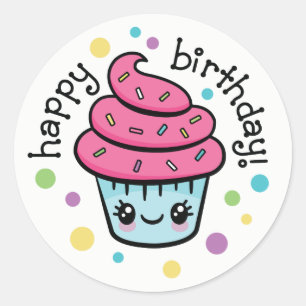 Happy Birthday Cupcake Aufkleber