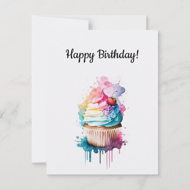 Happy Birthday Cupcake Card Feiertagskarte (Vorderseite)