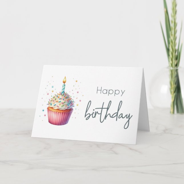 Happy Birthday Cupcake Card Karte (Vorderseite)