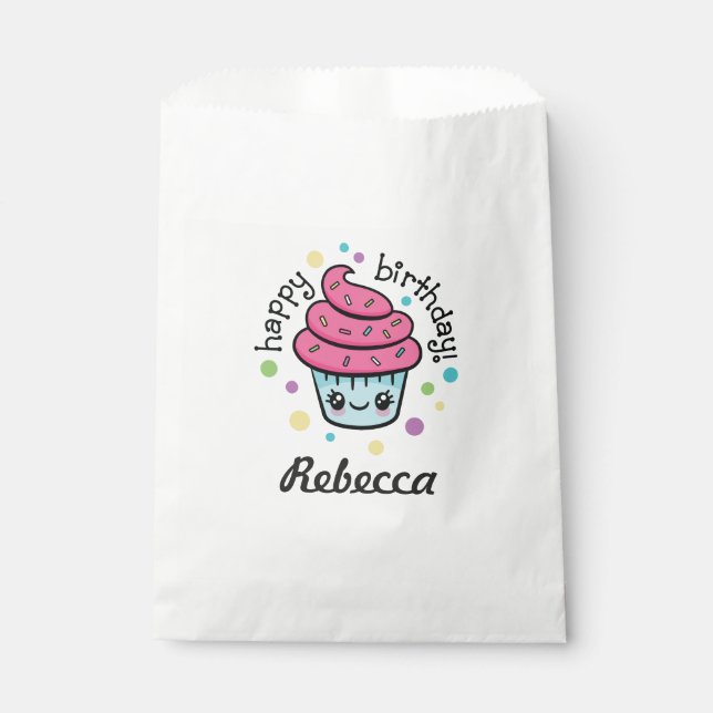 Happy Birthday Cupcake Gefallen Tasche Geschenktütchen (Vorderseite)