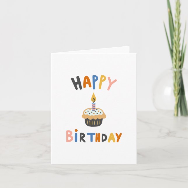 Happy Birthday Cupcake Karte (Vorderseite)