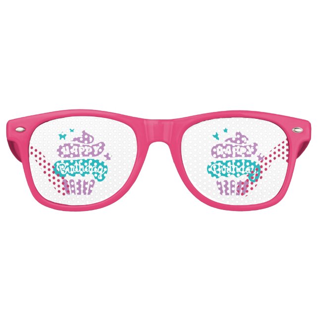 Happy Birthday Cupcake Partybrille (Vorderseite)