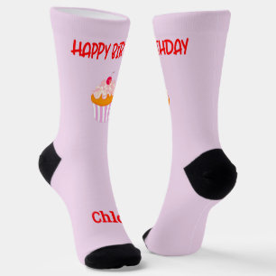 Happy Birthday Cupcake Personalisiert mit Name Socken