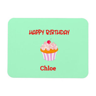 Happy Birthday Cupcake Personalized with Name Magnet
