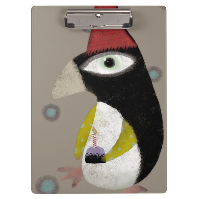 Happy Birthday cupcake Pinguin Klemmbrett (Vorderseite)