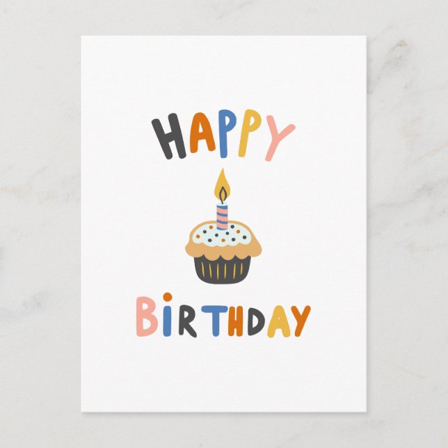 Happy Birthday Cupcake Postkarte (Vorderseite)
