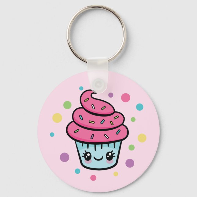 Happy Birthday Cupcake Schlüsselanhänger (Vorderseite)
