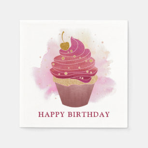 Happy Birthday Cupcake Serviette