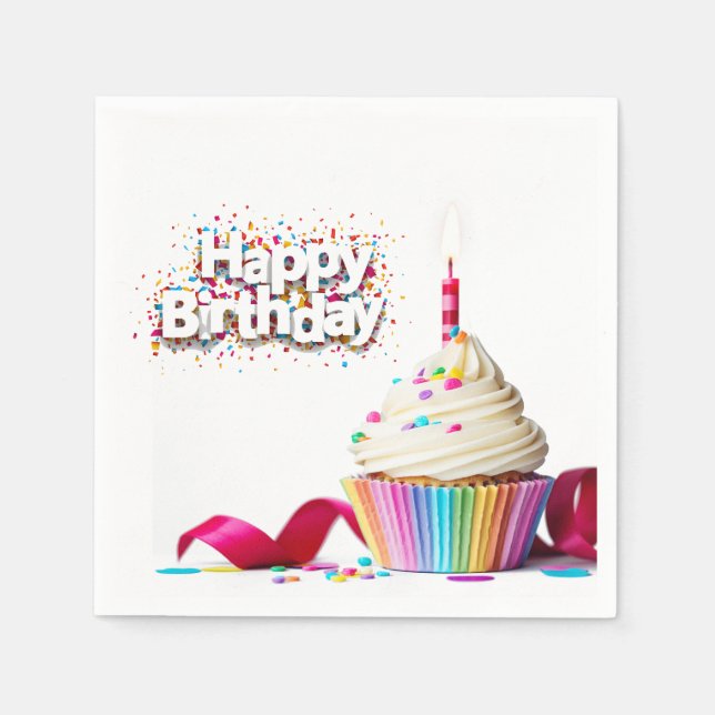 Happy Birthday Cupcake Serviette (Vorderseite)