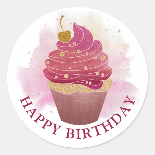 Happy Birthday Cupcake Sticker (Vorderseite)