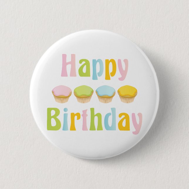 Happy Birthday Cupcakes Button (Vorderseite)