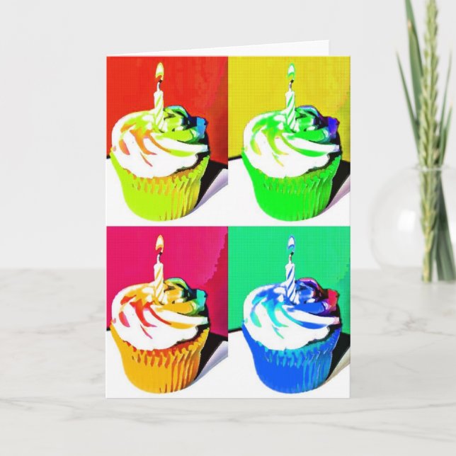 Happy Birthday Cupcakes Pop Art Grußkarte Karte (Vorderseite)