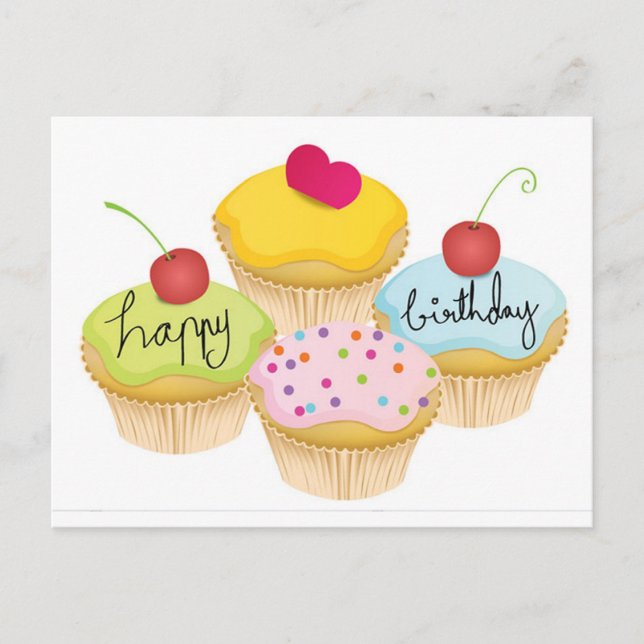 Happy Birthday Cupcakes Postkarte (Vorderseite)