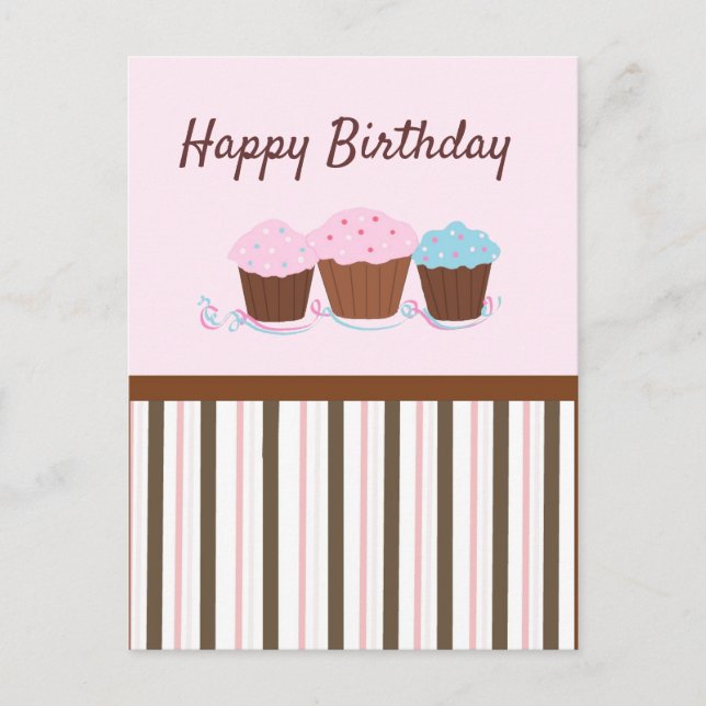 Happy Birthday Cupcakes Postkarte (Vorderseite)
