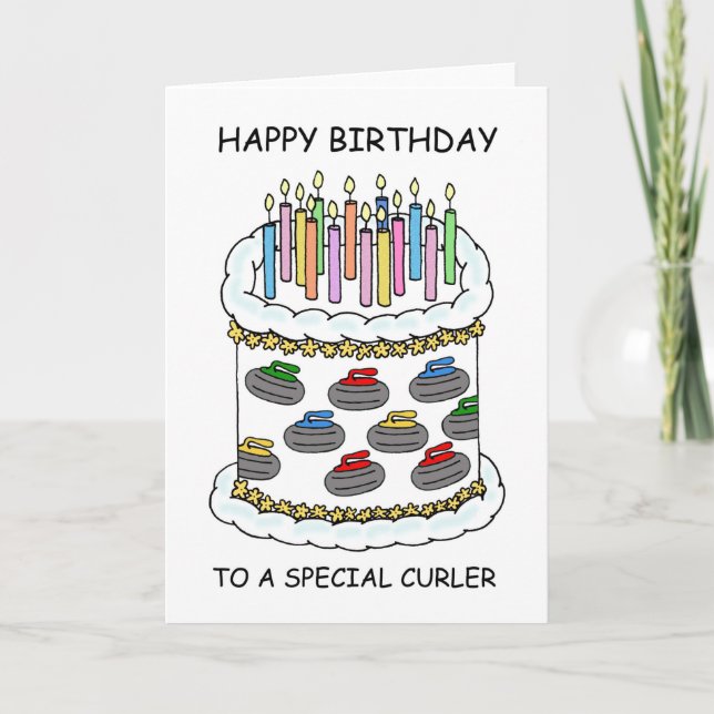 Happy Birthday Curling Stones Karte (Vorderseite)