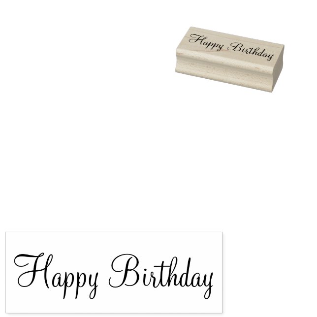 Happy Birthday Cursive Script Template Gummistempel (Stempel)