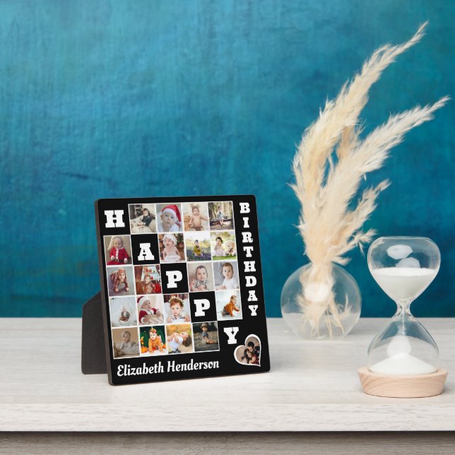 Happy Birthday Custom 21 Foto Collage Geschenk Fotoplatte (InSitu)