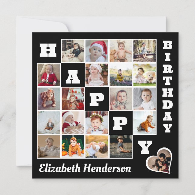Happy Birthday Custom 21 Foto Collage Geschenk Karte (Vorderseite)
