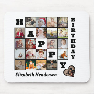Happy Birthday Custom 21 Foto Collage Geschenk Mousepad