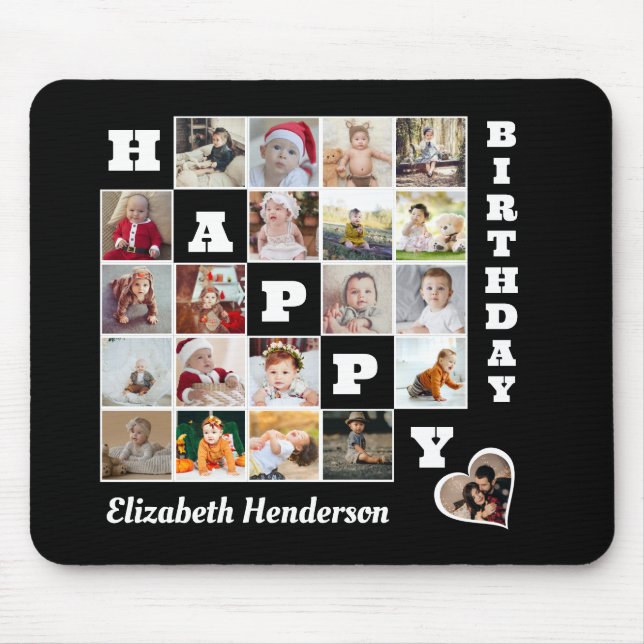 Happy Birthday Custom 21 Foto Collage Geschenk Mousepad (Vorne)