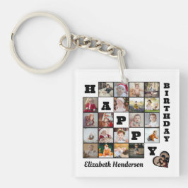 Happy Birthday Custom 21 Foto Collage Geschenk Schlüsselanhänger