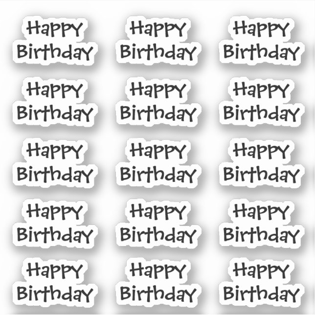 Happy Birthday Custom Age Text Color Black White Aufkleber (Vorderseite)