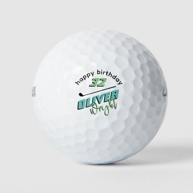 Happy Birthday Custom Alter / Name Golfball (Vorderseite)